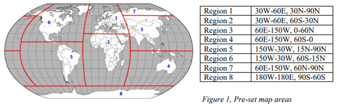 Map depicting pre-defined hazard areas